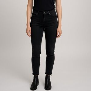 Topshop Moto Binx Skinny Jeans 24 | Black Dark Wash Crop Denim Biker Goth